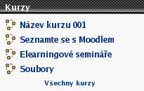 Menu Kurzy s vlastnmi kurzy uivatele